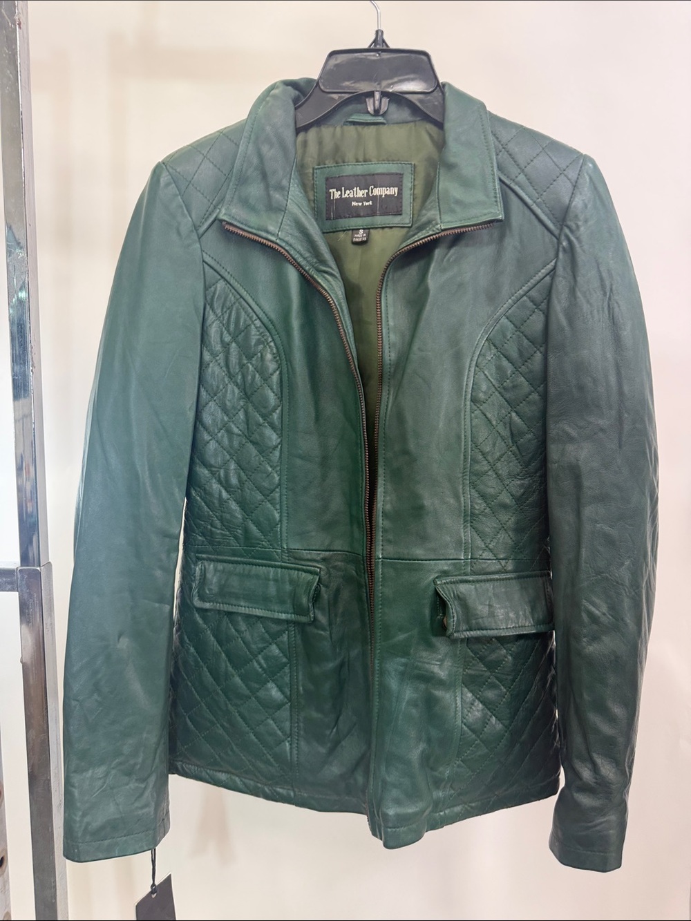 Women's Green Quilted Leather Jacket